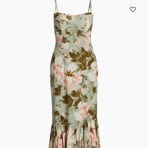 Reformation Aiko Floral Midi Dress in Sage and Pink